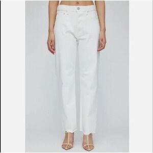 MOUSSY VINTAGE Aurora Wide Straight Cropped Jeans 26 White NWT Made Japan
